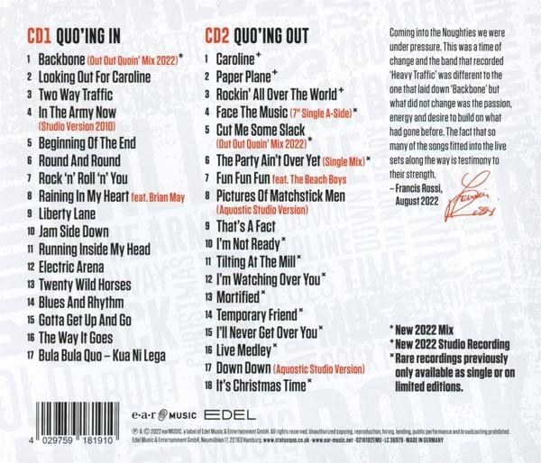 Album-Rückseite mit Titelliste und Text, die den Namen des Albums und den Künstler zeigt.