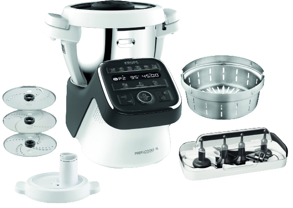 KRUPS HP50A8 Prep&Cook XL Küchenmaschine mit Kochfunktion Weiß/Anthrazit (Rührschüsselkapazität: 3 l, 1550 Watt)