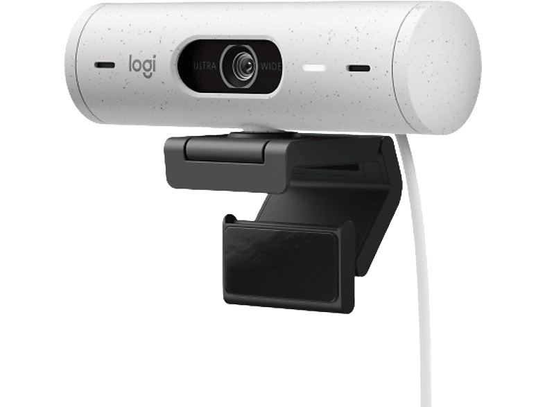 LOGITECH Brio 500 Full-HD-Webcam mit 1080p und Belichtungskorrektur, Auto-Framing und Show Mode, USB, Grauweiß