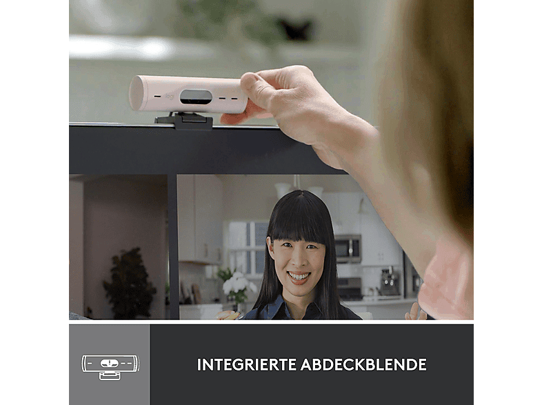 LOGITECH Brio 500 Full-HD-Webcam mit 1080p und Belichtungskorrektur, Auto-Framing und Show Mode, USB, Rosa — Foto 4 von 5