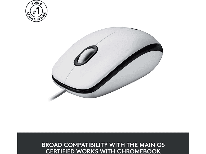 Logitech M100 Maus Kabelgebunden Optisch Weiß 3 Tasten 1000 dpi — Foto 4 von 6