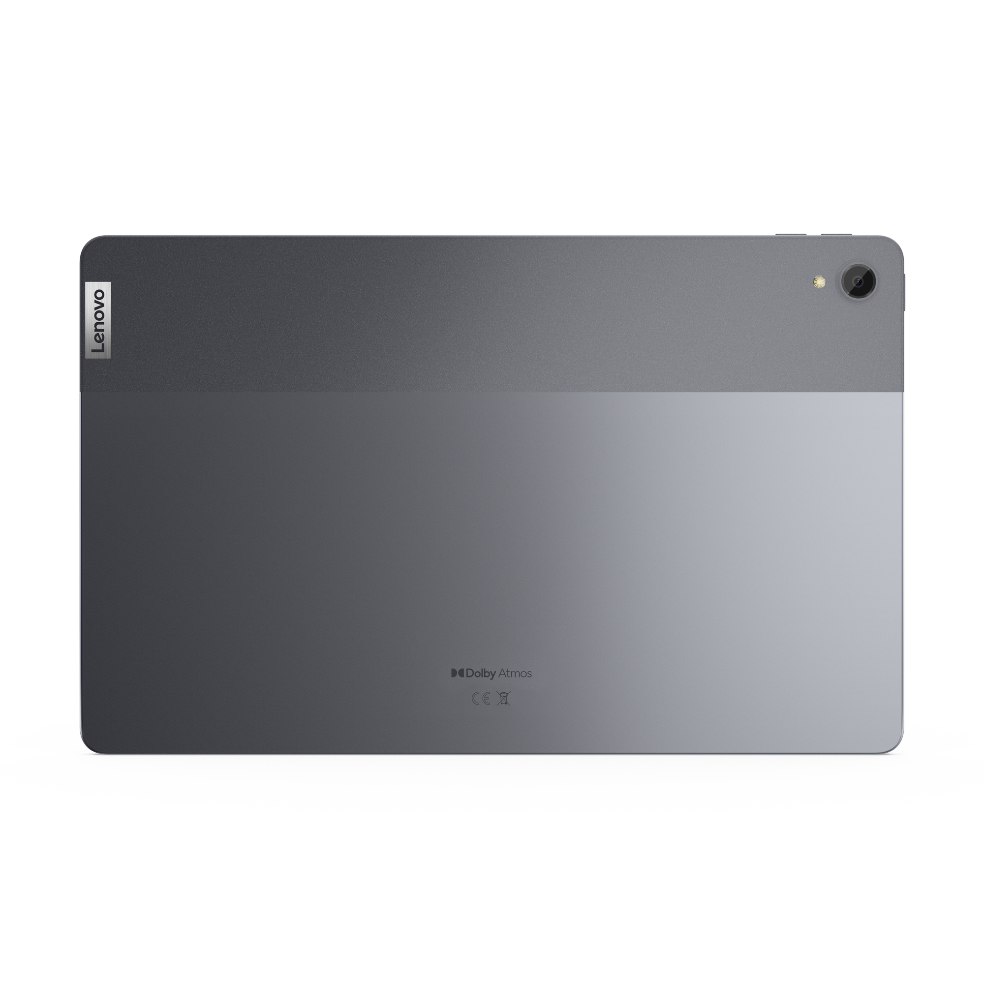 Rückseite eines Lenovo-Tablets in dunkler Umgebung.