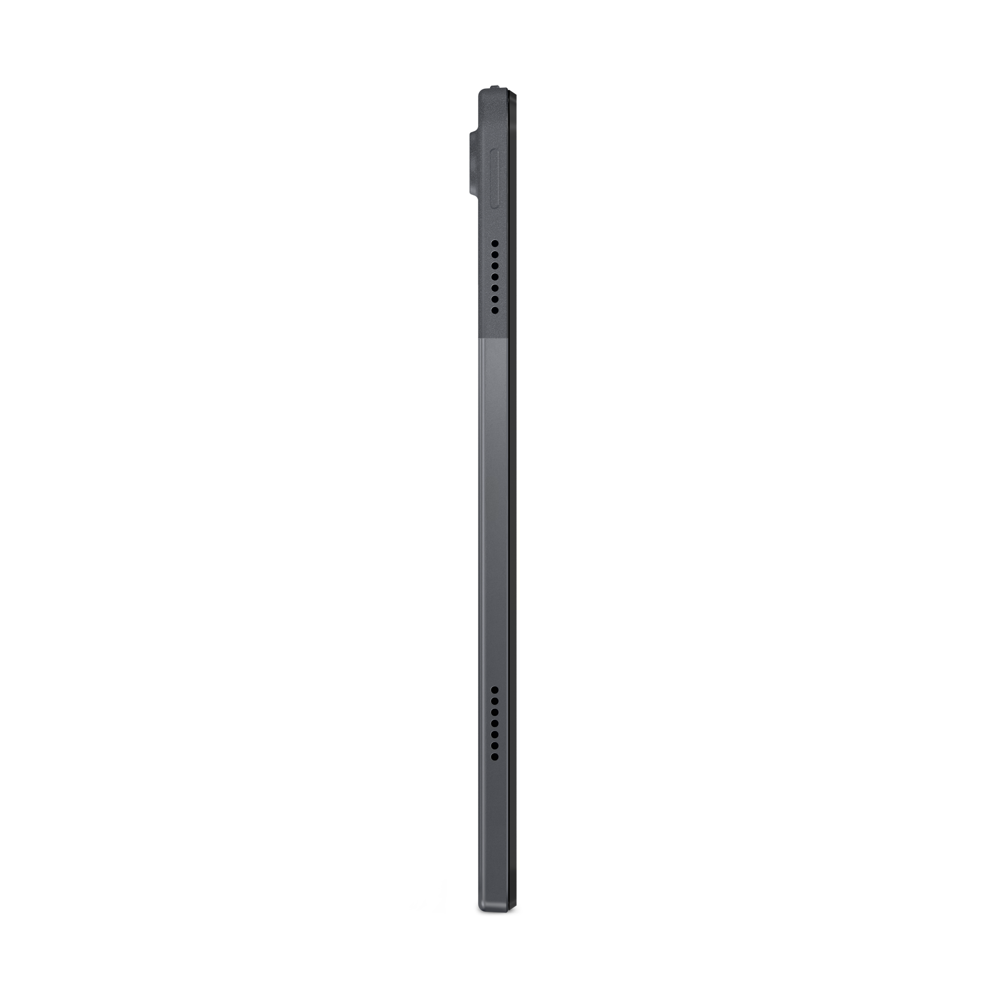 Seitenansicht eines Tablets, schwarz auf schwarzem Hintergrund.