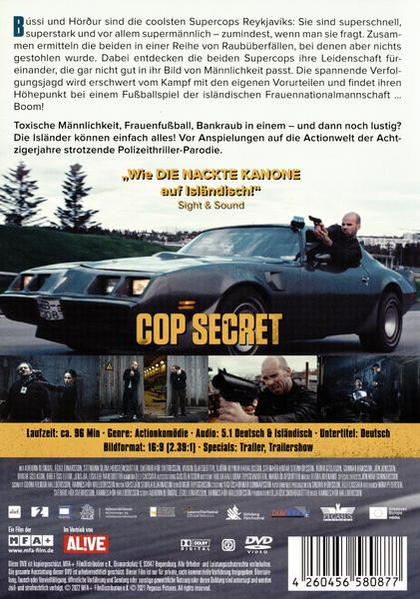 Rückseite einer DVD-Hülle mit Filmplakat, Text und Bildern eines Autos und Personen.