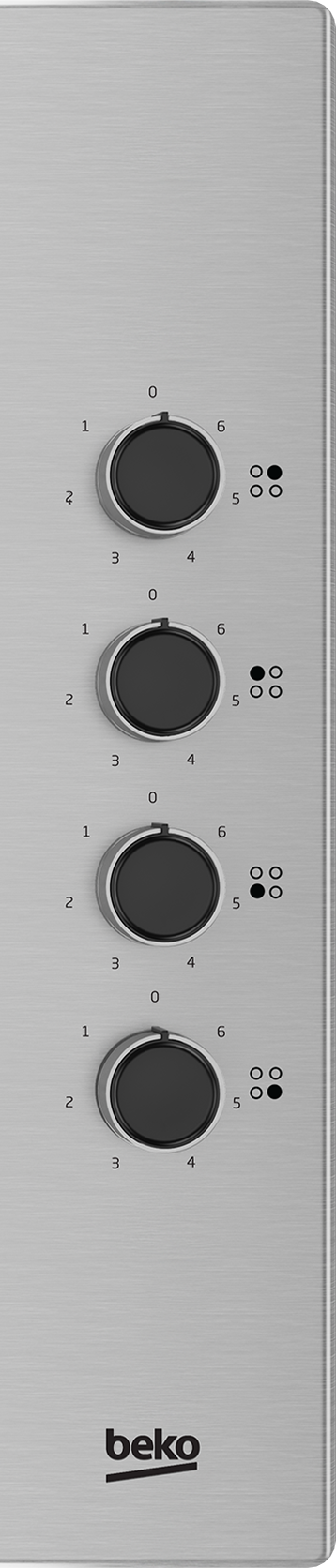 A vertical control panel with four knobs and various indicators.