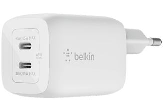 BELKIN Chargeur USB-C Boost Charge Pro 65 W avec câble USB-C Blanc (WCH013VF2MWH-B6)
