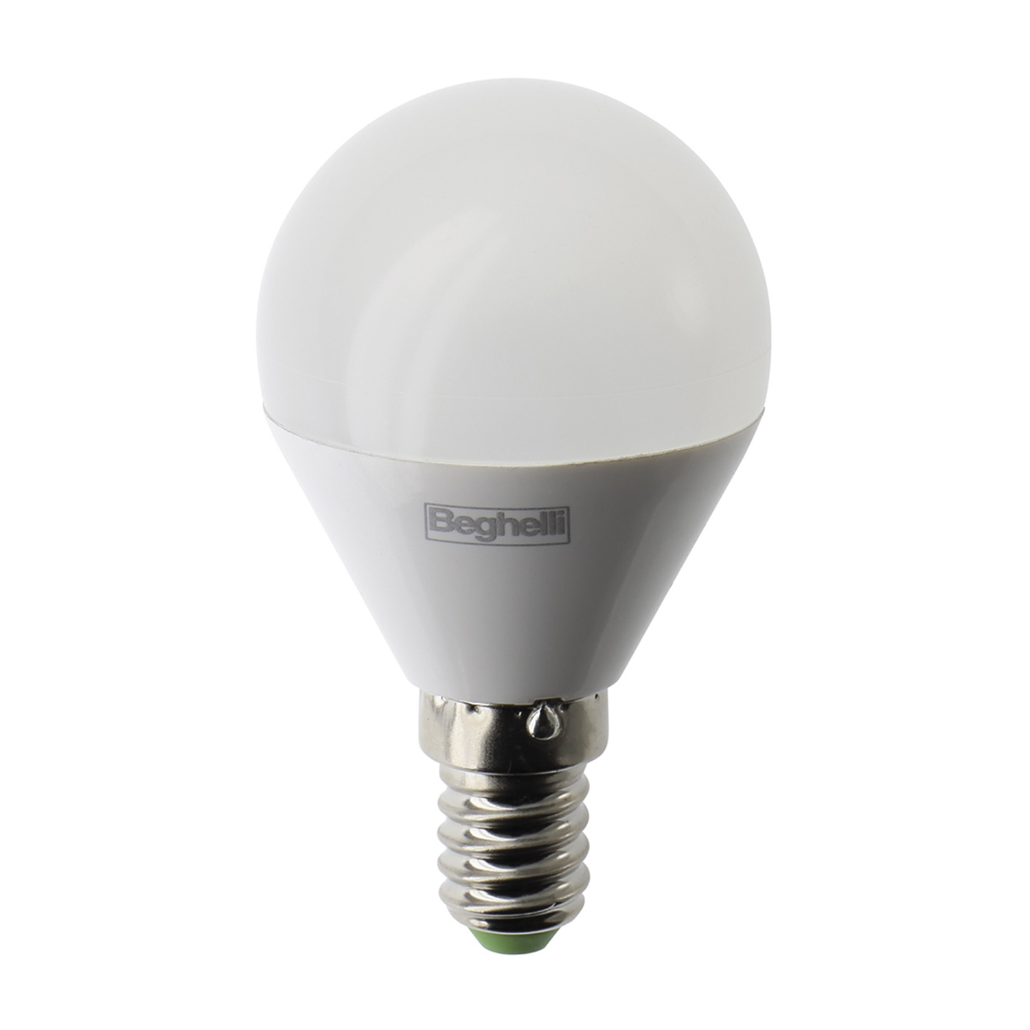 Lampadina bianca con una piccola base e una parte superiore rotonda.