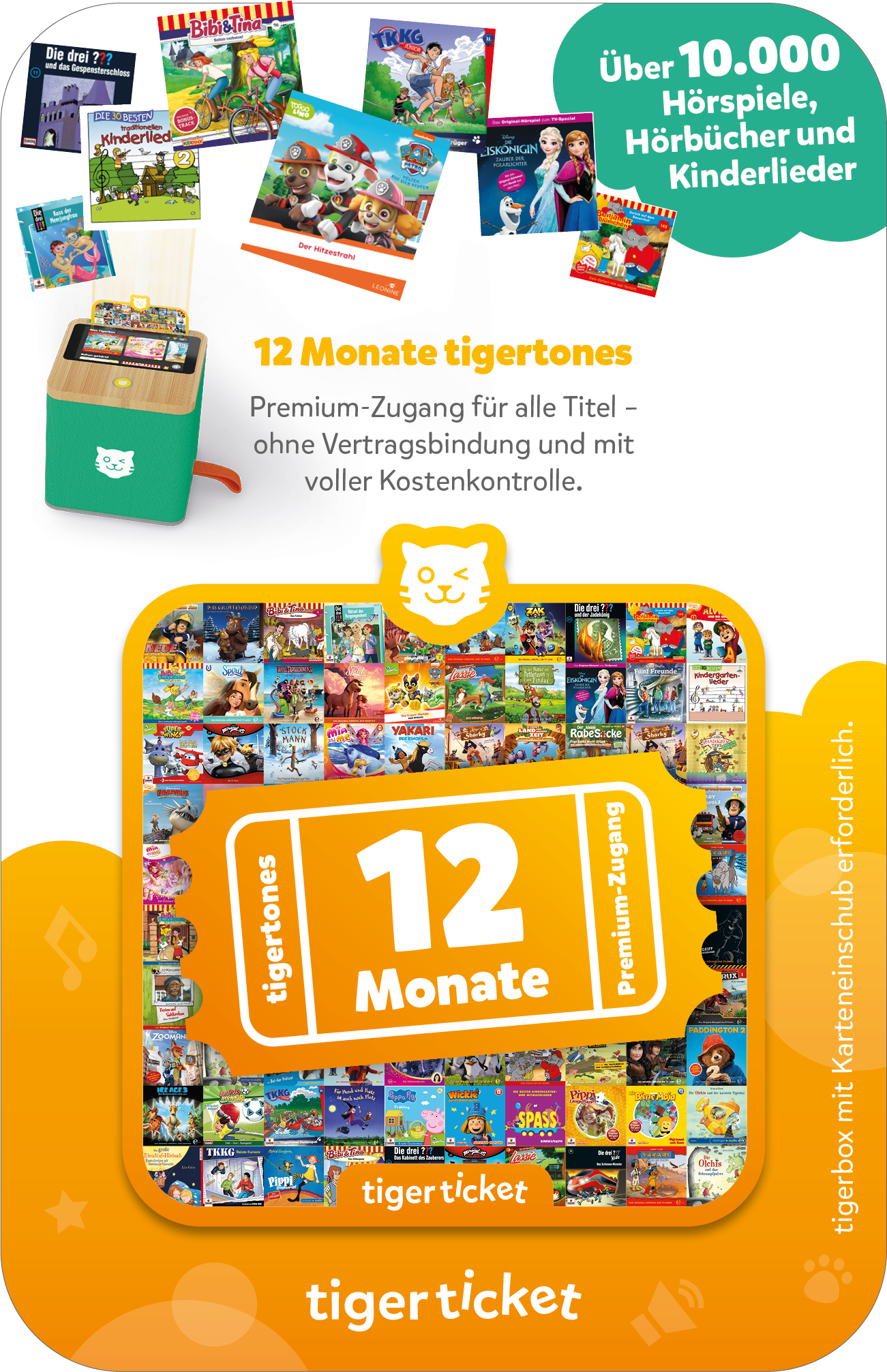 TIGERMEDIA Tigerticket 12 Monate tigertones Tigercard, Mehrfarbig