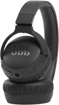 Fekete JBL fejhallgató. Zárt kialakítás. Egyetlen gombbal és egy porttal rendelkezik. A JBL logó látható.