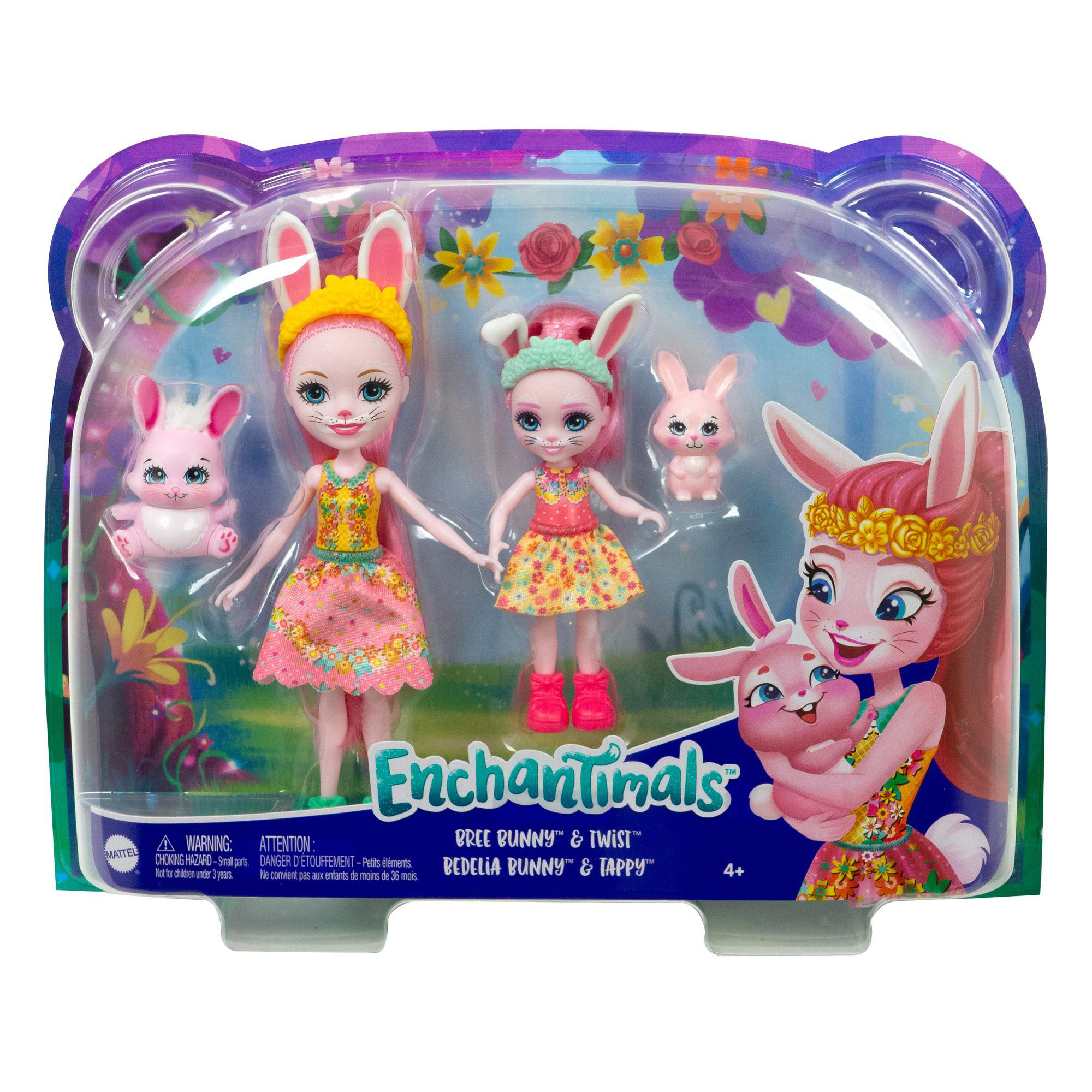 ENCHANTIMALS Bree Bunny & Mehrfarbig 4 2 (ca. ca. Tierfiguren Spielzeugpuppe cm cm) 15 und kleine Schwester 