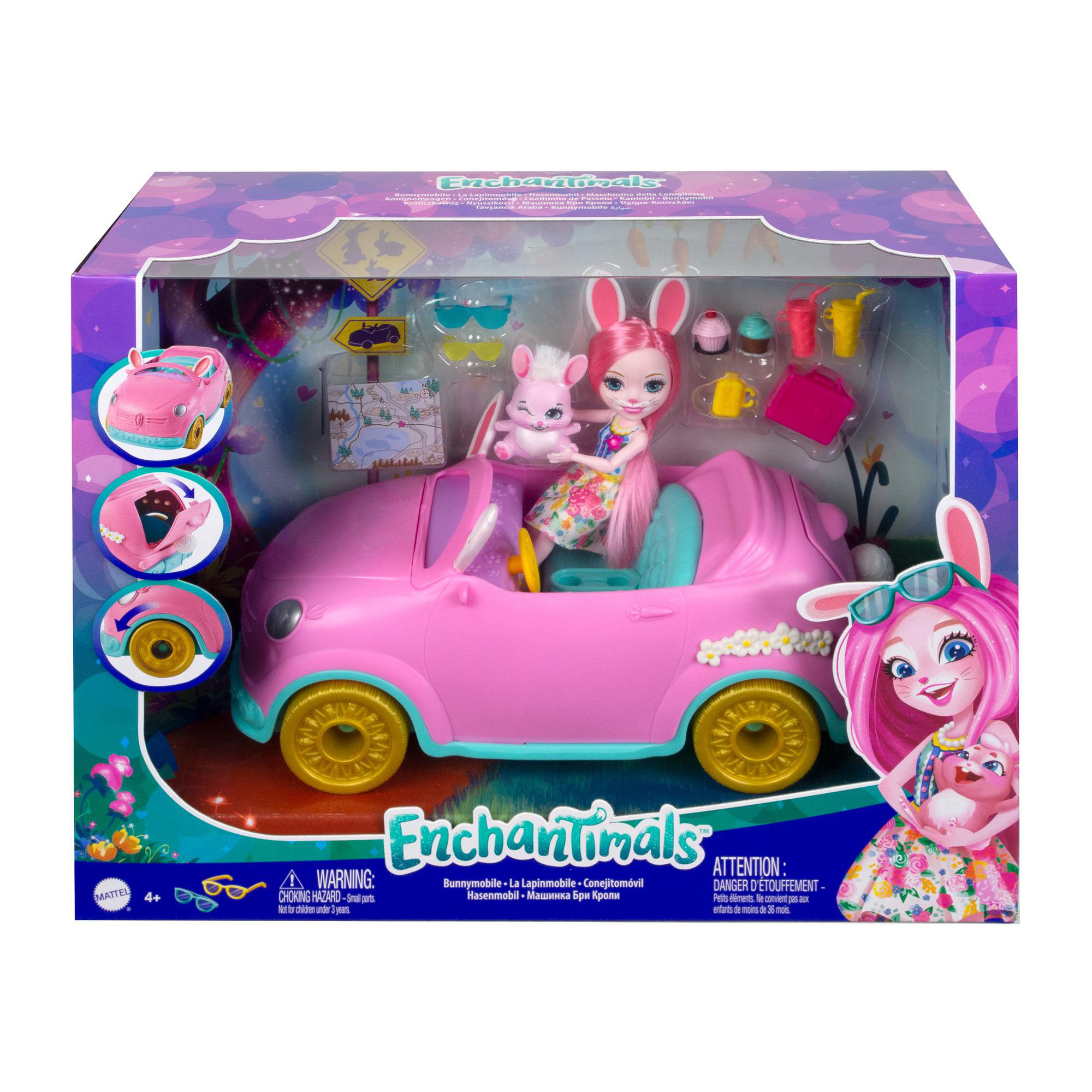 inkl. Twist Zubehör Bunny, Mehrfarbig Auto & Spielset ENCHANTIMALS Bree Tierfreund