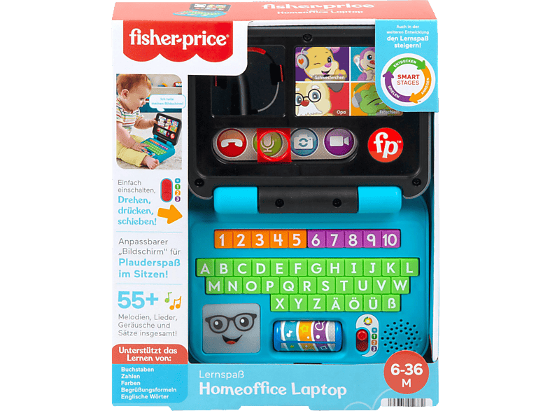 Laptop, Spielzeuglaptop & Lernspielzeug Lernspaß PRICE Mehrfarbig Musik) FISHER (Licht