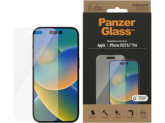 PANZERGLASS Apple iPhone (2022) Pro 6.1 - Anti-Bacterial screenprotector