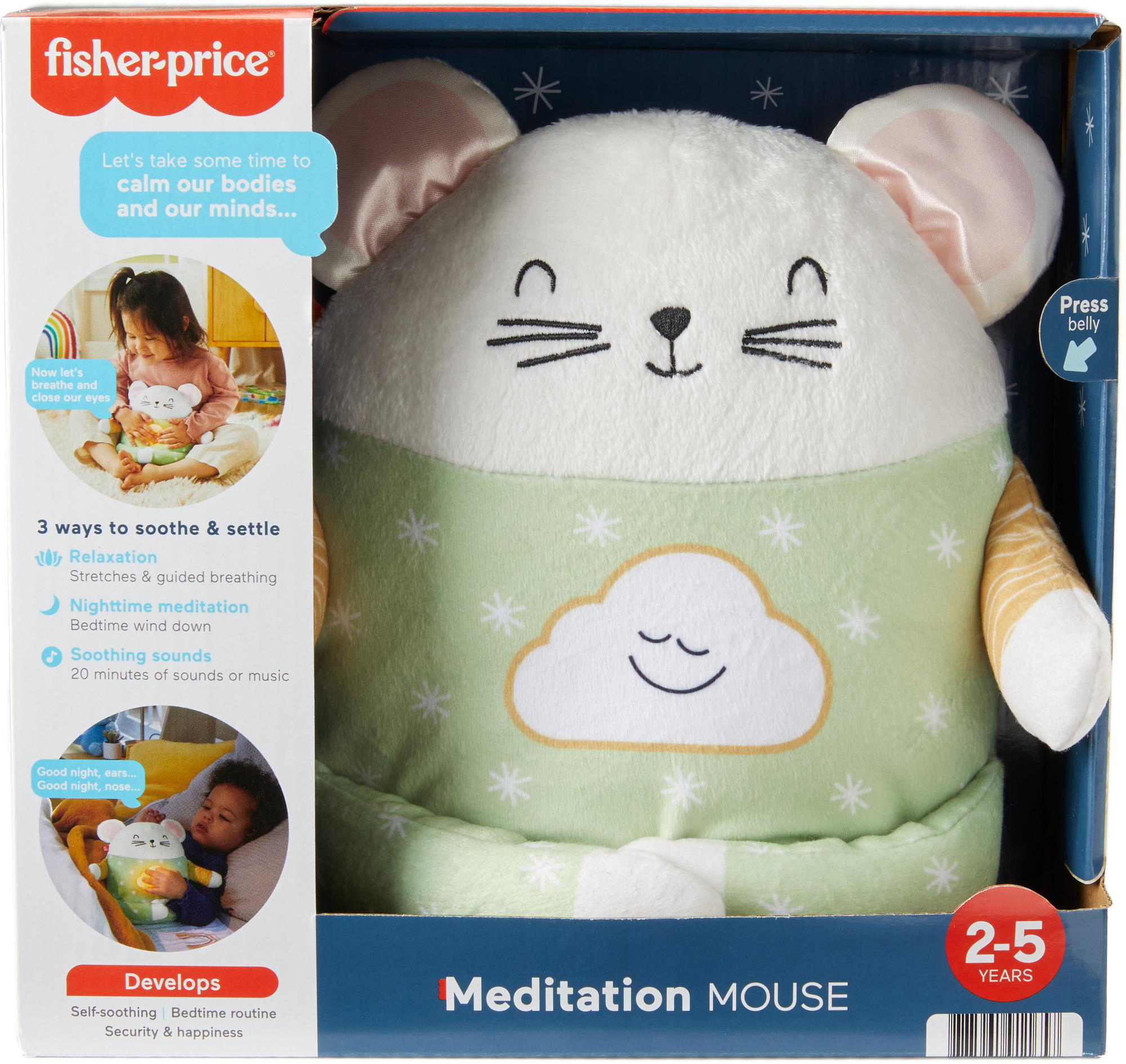 Meditations-Maus, Mehrfarbig mit FISHER Nachtlicht PRICE & Plüschfigur Einschlafhilfe Musik