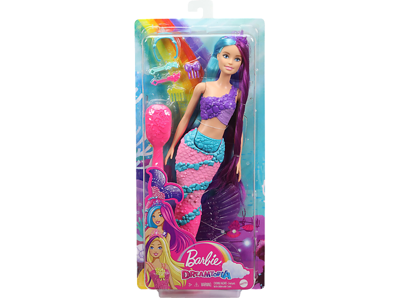Regenbogenzauber langem BARBIE Dreamtopia mit Puppe Spielzeugpuppe Mehrfarbig Haar Meerjungfrau