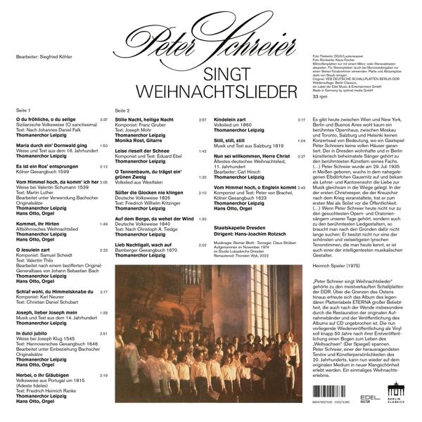 Dresden Schreier (Vinyl) - Weihnachtslieder Singt - Peter Schreier/Thomanerchor/Staatskapelle