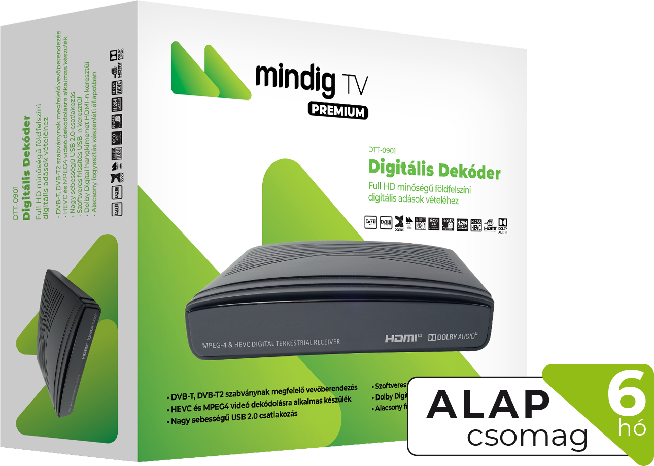 MINDIG TV PRÉMIUM Alap csomag Dekóderrel 6 hó Előre fizetett szolgáltatás