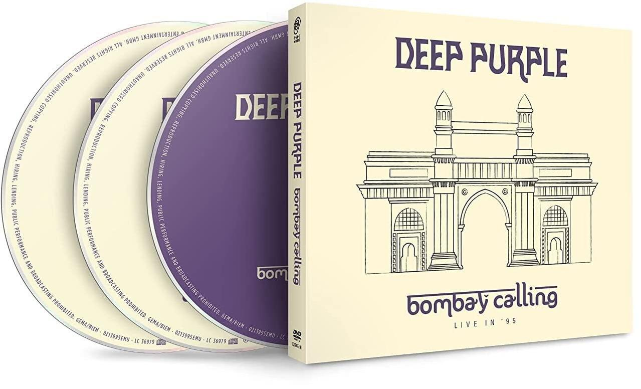 Deep Purple 'Bombay Calling' album box set három CD-vel és egy illusztrációval.