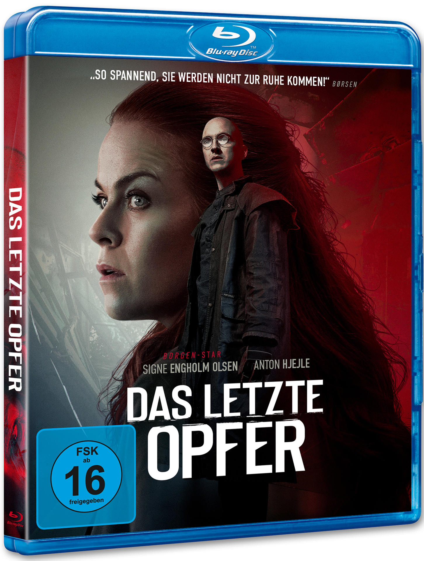 Filmcover: Frauengesicht, Männergesicht, deutscher Text. Titel: Das Letzte Opfer. Blu-ray Disc.