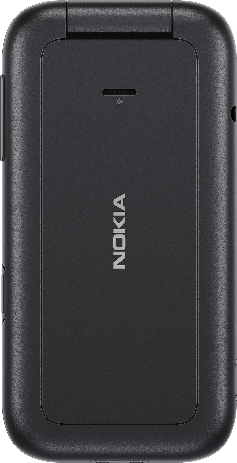 Fekete kagylótelefon. A Nokia logója ezüst színben a homlokzaton.