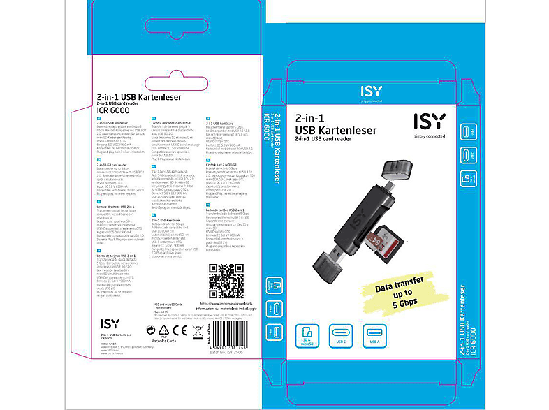 ISY ICR-6000 2-in-1-USB-Kartenleser (Micro-SD / SD) — Foto 2 von 2