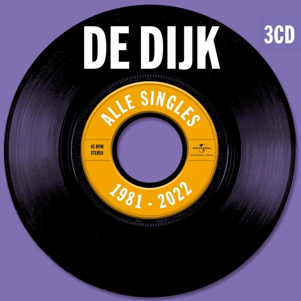 Disque vinyle avec le texte "DE DIJK". Étiquette jaune avec texte et logo sur fond violet.