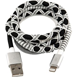 Cable USB - ISYIUC-4100-SB-L Lightning, 1 m, USB-A, Blanco y negro