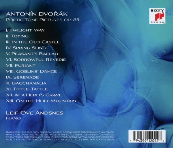 Albumcover mit Text. Der Titel lautet 'Poetische Tonbilder'. Der Künstler ist Antonin Dvorak.