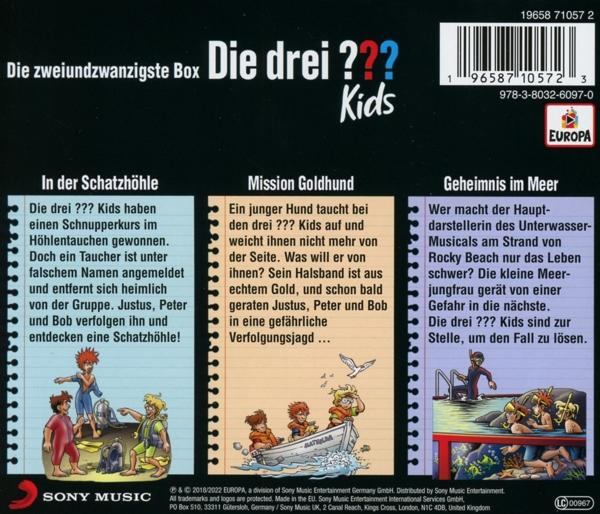 Die Rückseite eines CD-Covers mit einer Comic-Illustration für ein deutsches Kinderhörspiel.