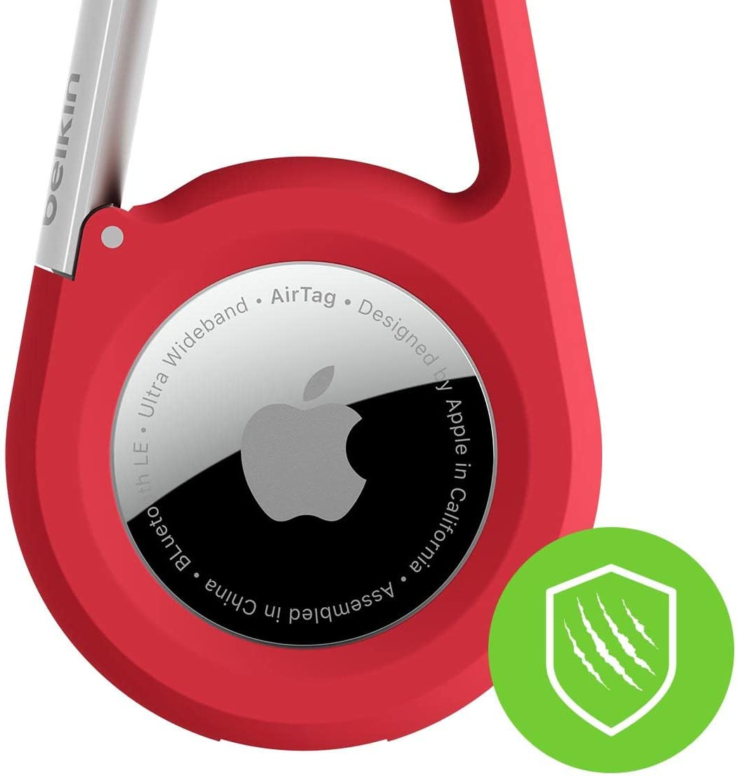BELKIN Anneau de protection avec mousqueton pour AirTag Rouge (MSC008BTBTRD)