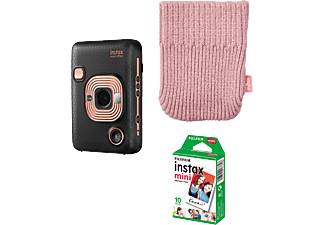 FUJIFILM Instax Mini LiPlay csomag, Elegant black - kamera + 10 kép film + zokni tok, fekete (16631801B)