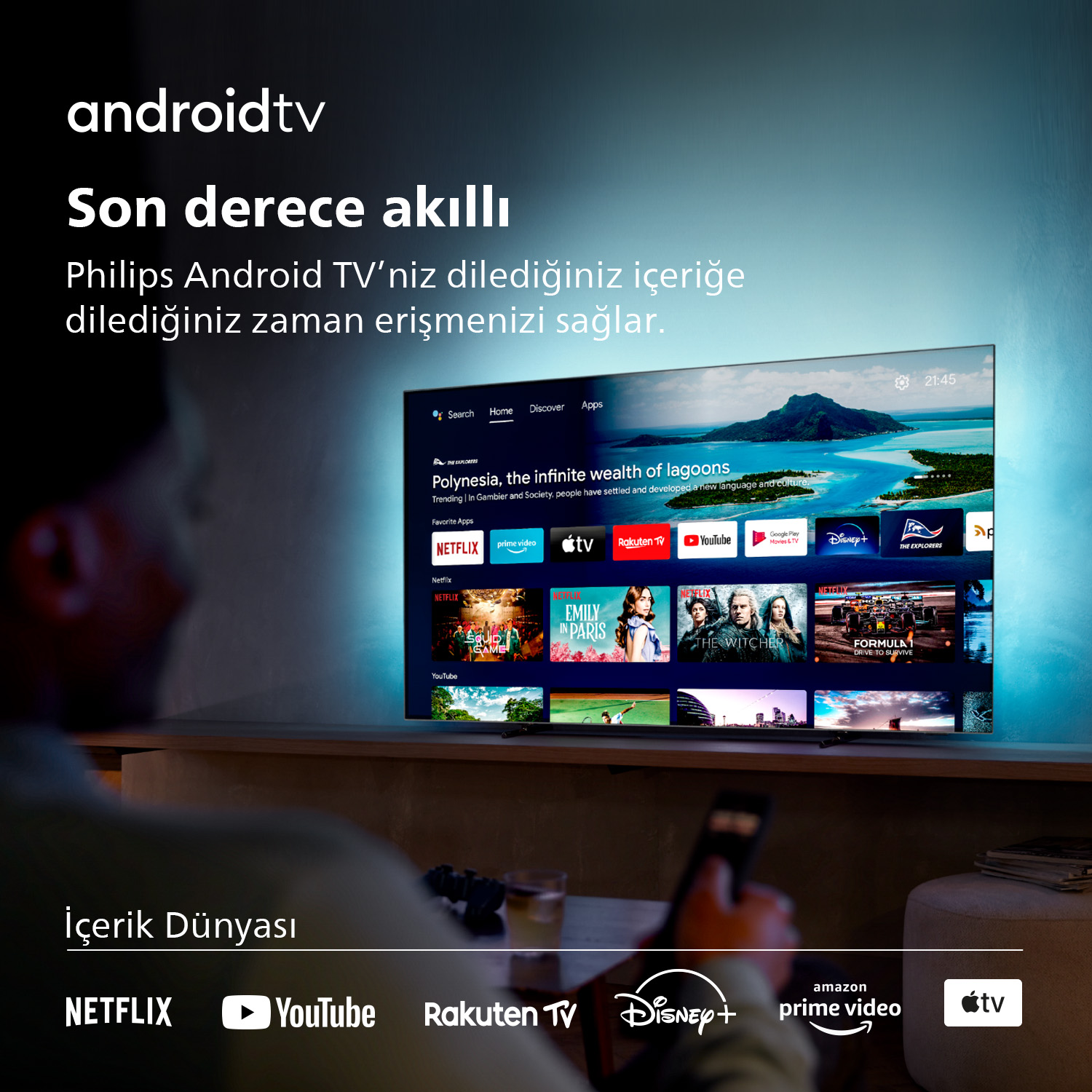 PHILIPS 55OLED707 55 inç 139 Ekran Uydu Alıcılı Smart 3 Taraflı Ambilight 4K Ultra HD OLED TV