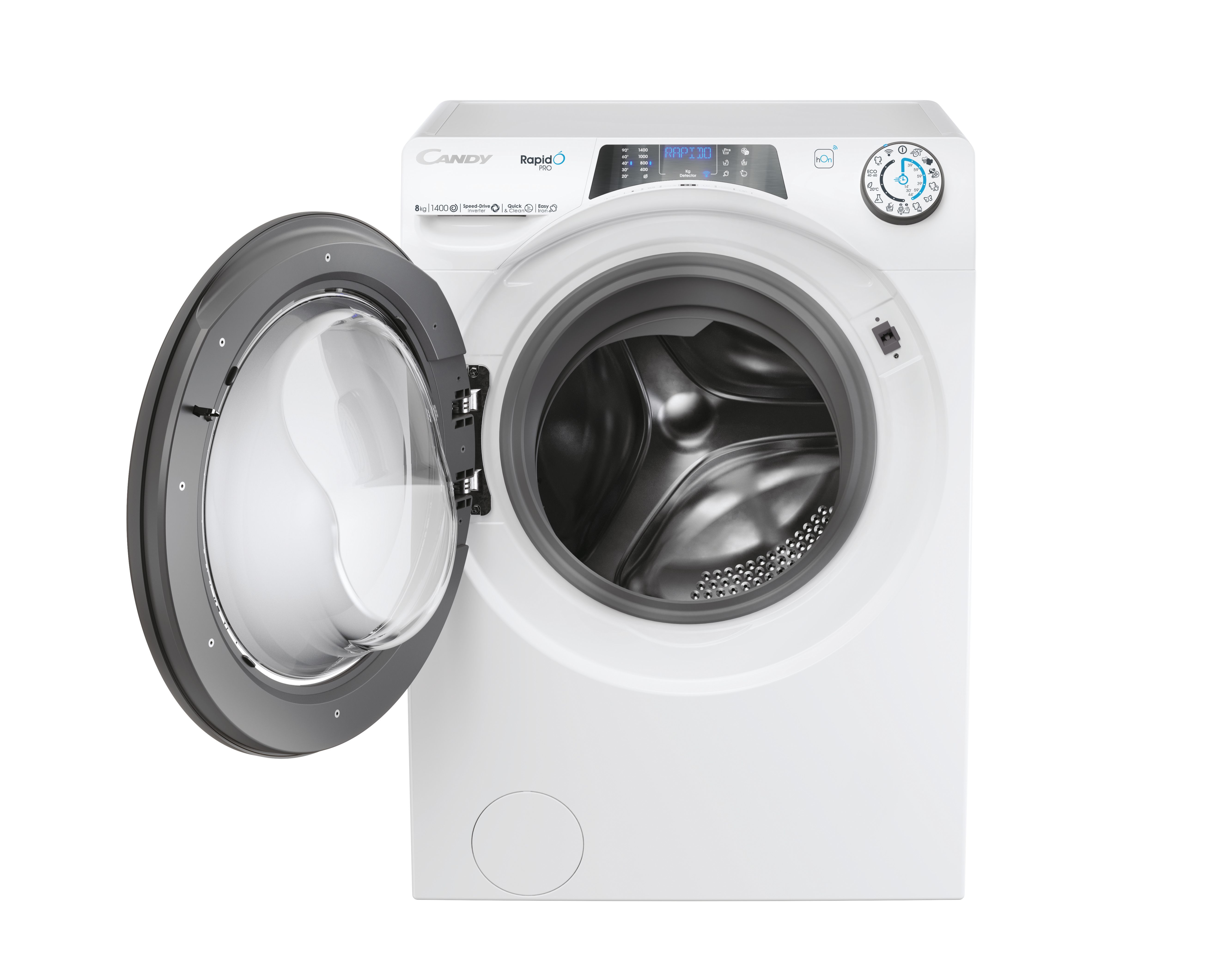CANDY RP 486BWMR/1 okos mosógép 8 kg, A, 1400 ford./perc, érintőkijelző, WiFi+BT, inverter motor, gőz, antracit ajtó