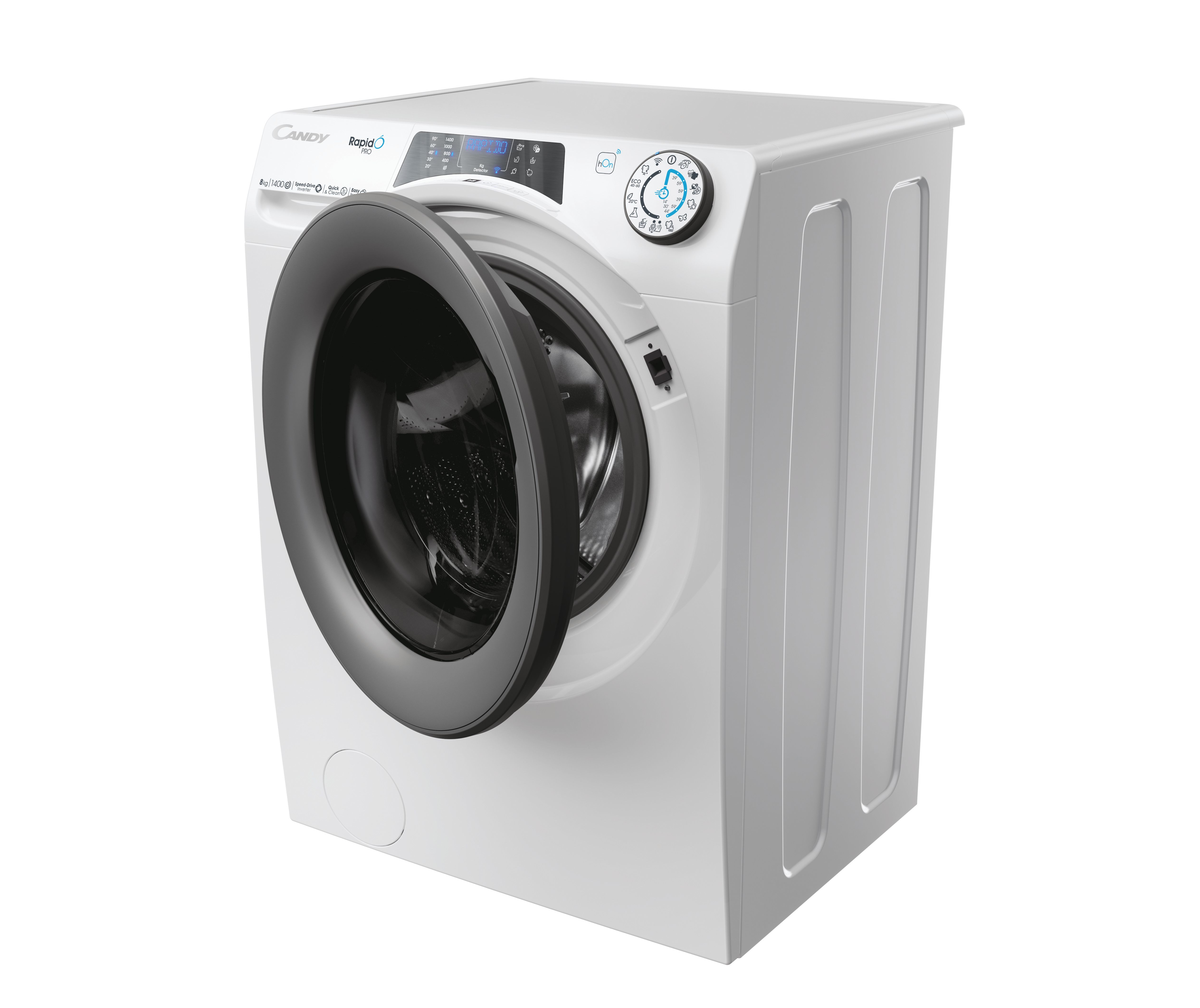 CANDY RP 486BWMR/1 okos mosógép 8 kg, A, 1400 ford./perc, érintőkijelző, WiFi+BT, inverter motor, gőz, antracit ajtó