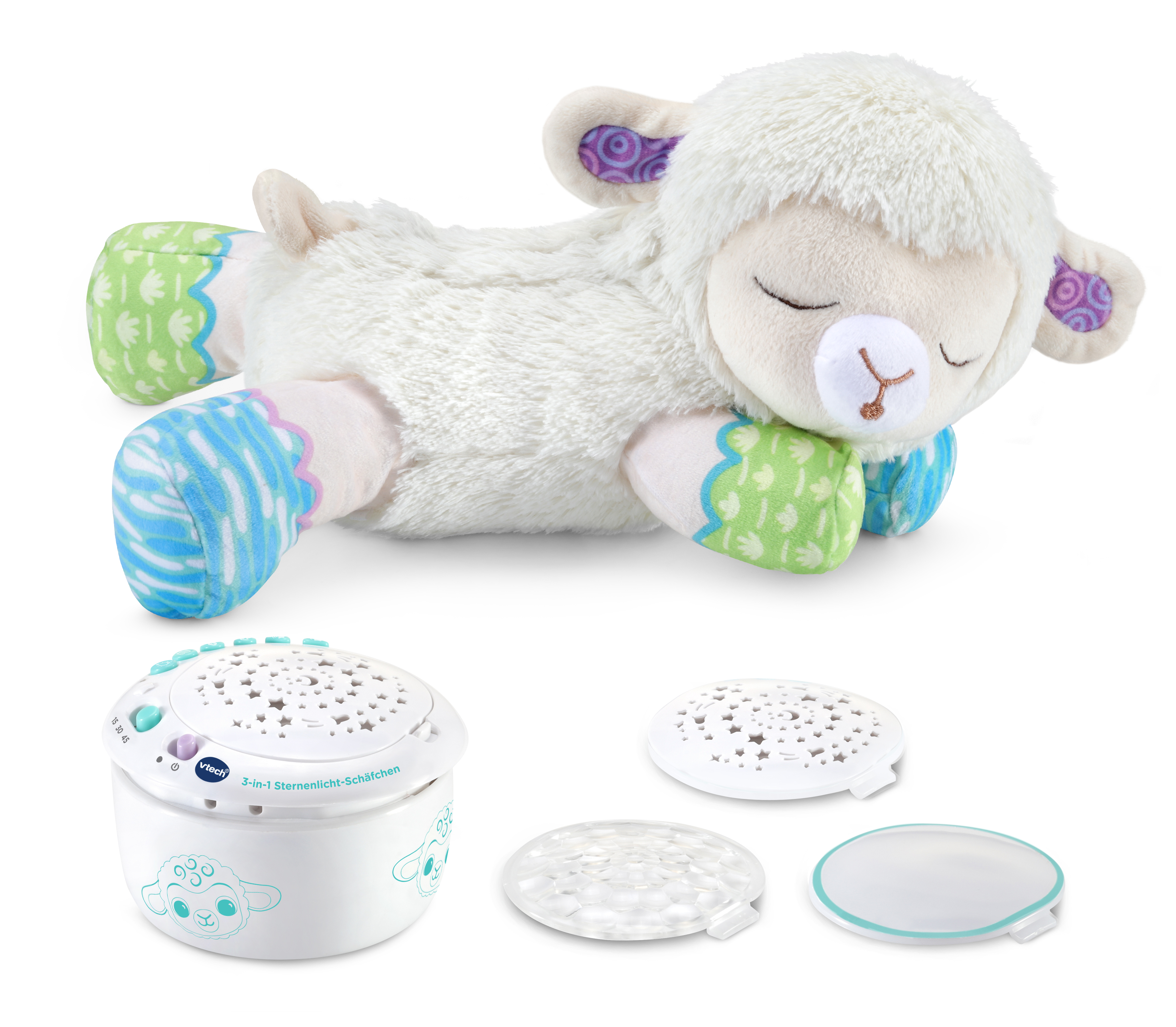 VTECH 3-in-1 Sternenlicht-Schäfchen Plüschfigur, Mehrfarbig