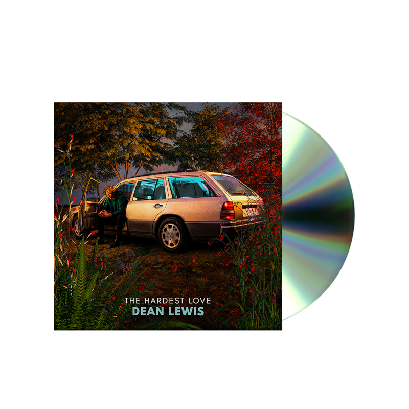 CD-Cover mit Auto im Feld, neben CD. Titel 'The Hardest Love' von Dean Lewis.