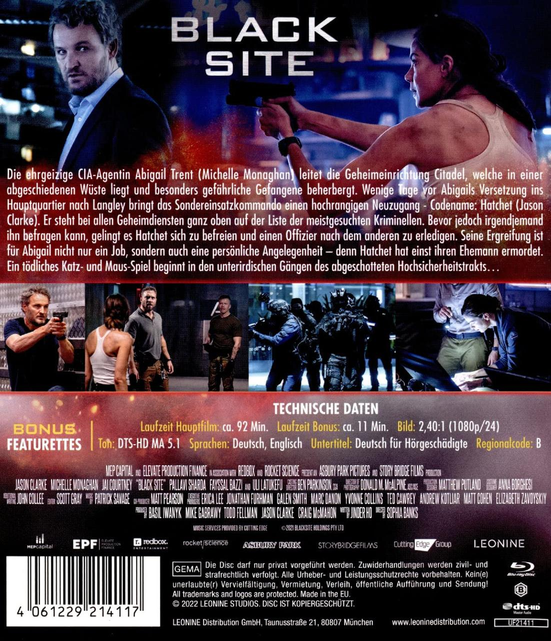 Filmcover für 'Black Site'. Gesichter, Waffen und Text sichtbar. Dunkles, actionorientiertes Thema.