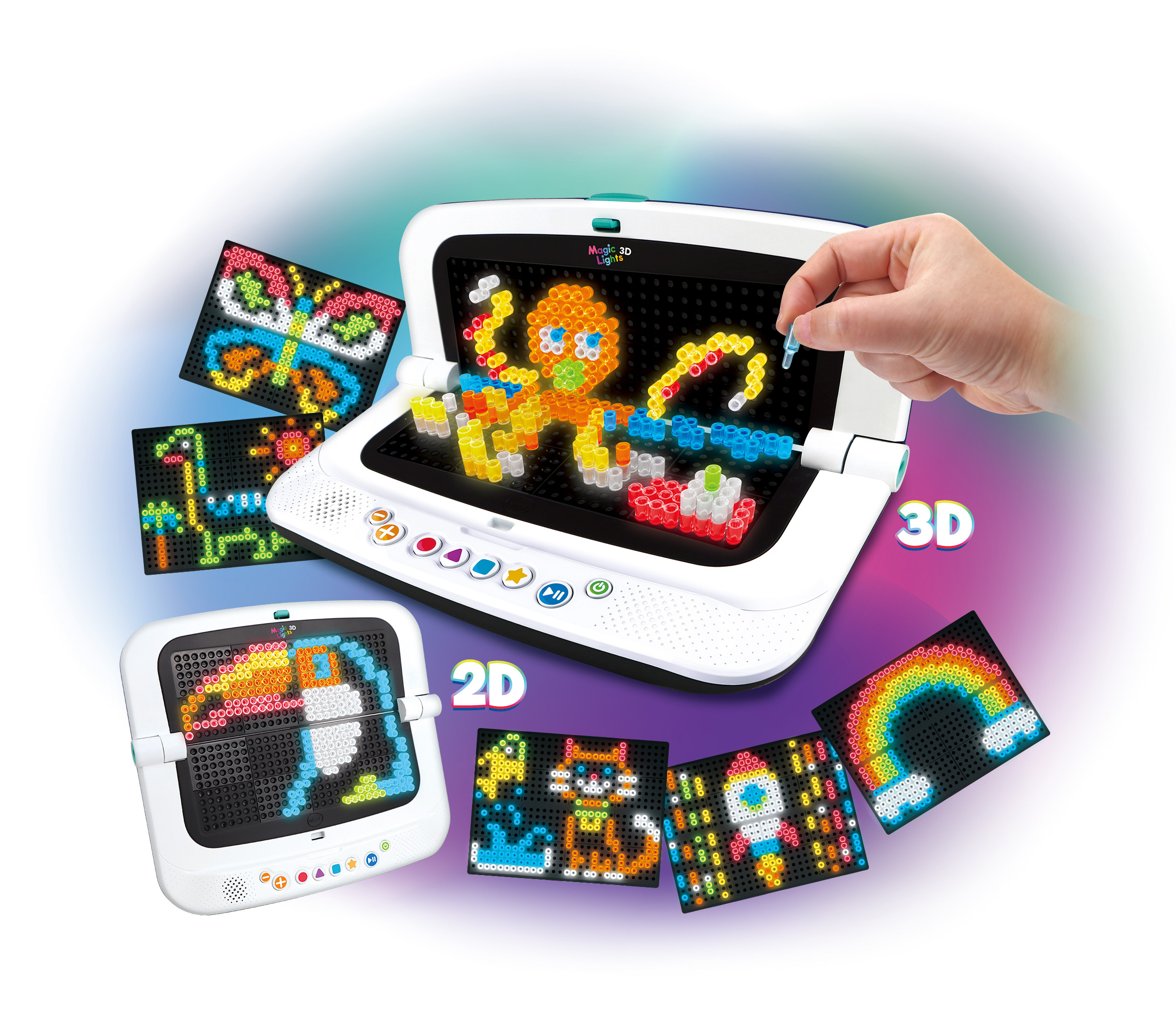 VTECH Magic Lights 3D Elektronisches Steckspiel, Mehrfarbig