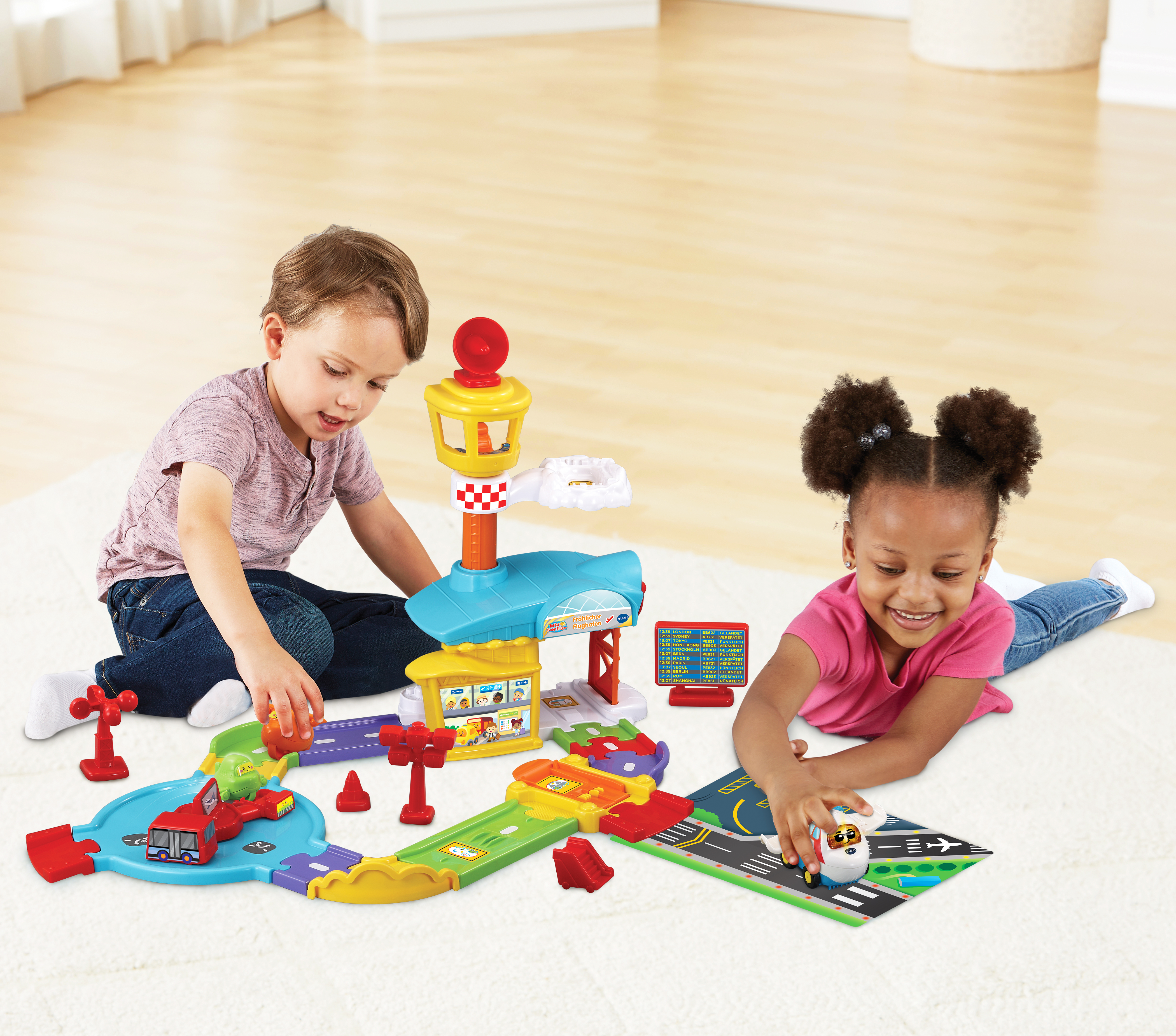 VTECH Tut Tut Baby Flitzer - Fröhlicher Flughafen Autospielset, Mehrfarbig