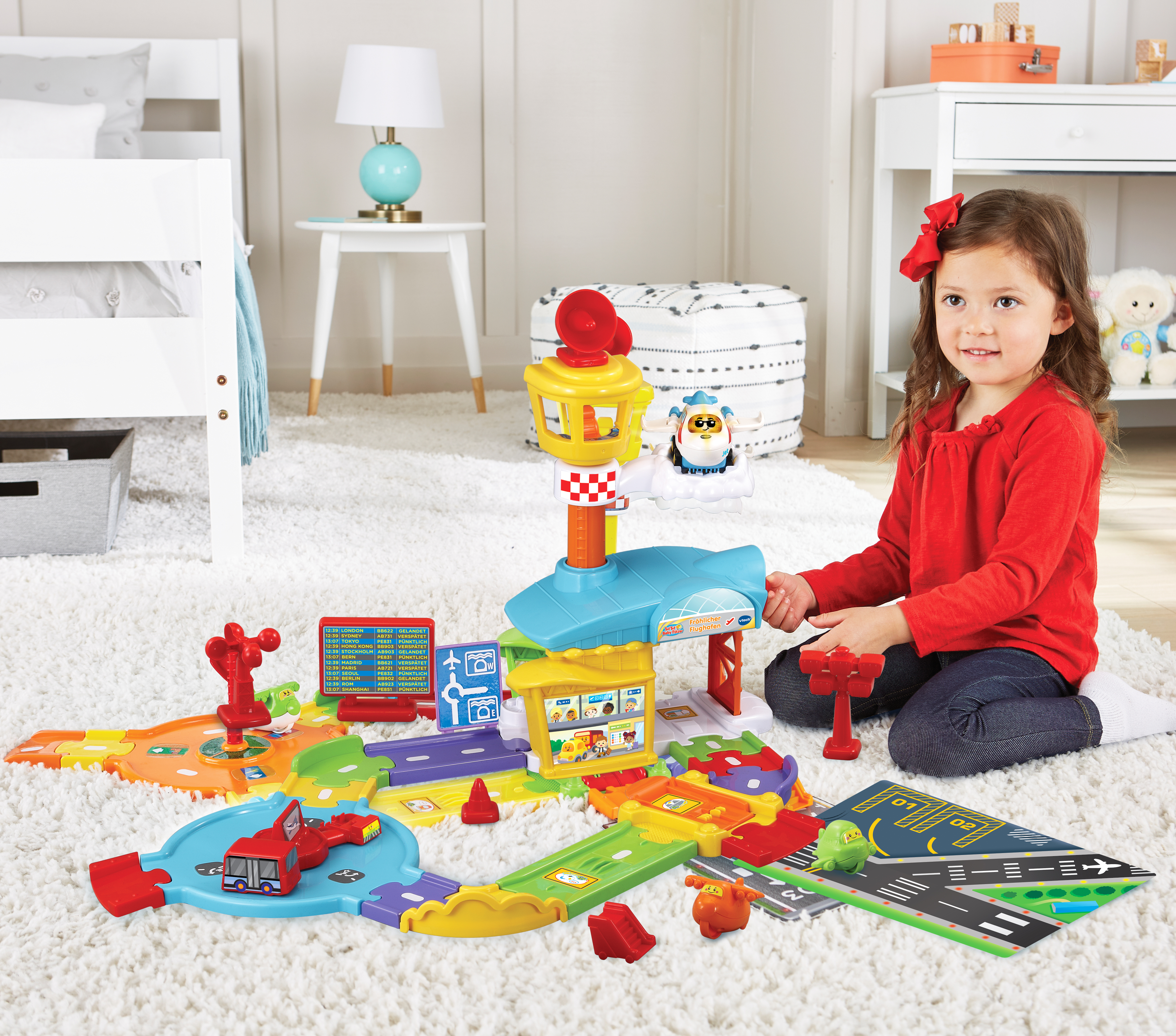 VTECH Tut Tut Baby Flitzer - Fröhlicher Flughafen Autospielset, Mehrfarbig