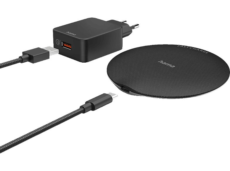HAMA QI-FC15 Metal Ladegerät Universal 15 Watt, Schwarz