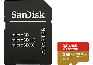 SANDISK Extreme® 160MB/S A2+AD - Micro-SDXC-Cartes mémoire  (256 GB, 160 MB/s, Rouge/Or)