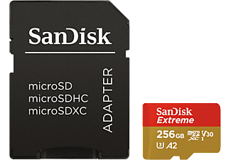 SANDISK Extreme® 160MB/S A2+AD - Micro-SDXC-Schede di memoria  (256 GB, 160 MB/s, Rosso/Oro)