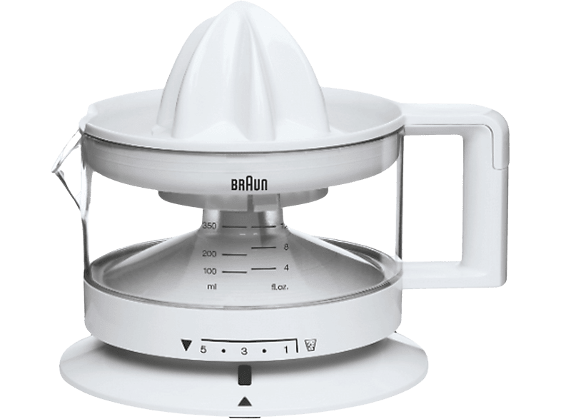 REACONDICIONADO Seminuevo Muy bueno Exprimidor - Braun eléctrico Tribute Collection CJ3000WH, 20 W de potencia, Capacidad vaso 0,35l