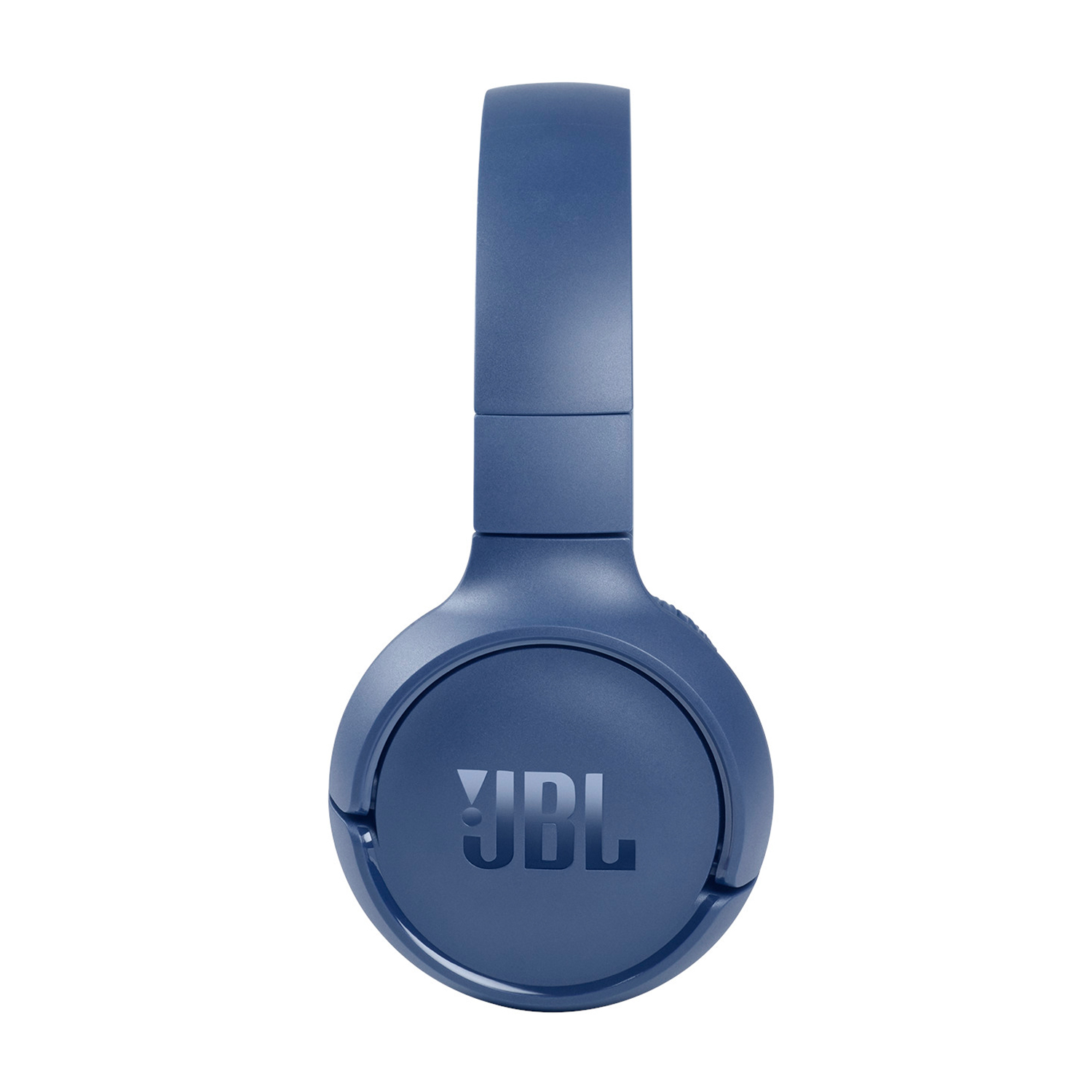 Cuffie JBL blu, vista dall'alto, su sfondo bianco.