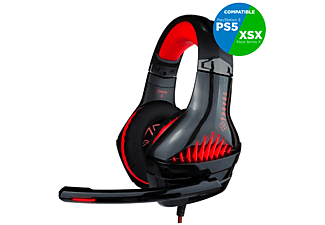 Auriculares gaming - FR-TEC Phobos, De diadema, Con cable, Micrófono, Mini Jack 3.5 mm, Rojo y Negro