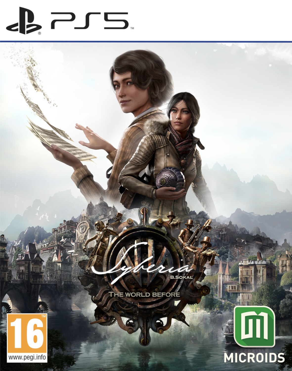 Jaquette de jeu PS5 avec deux personnes et une toile de fond urbaine.