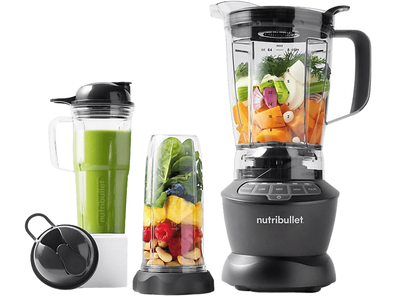 Batidora de vaso - nutribullet Combo, 1200W, personal, Cuchilla extractora Easy-Twist, Gris Oscuro