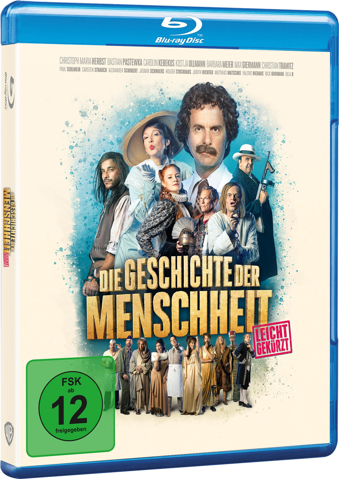 Blu-ray-Cover. Filmtitel: Die Geschichte der Menschheit. Grünes Label mit Altersfreigabe.
