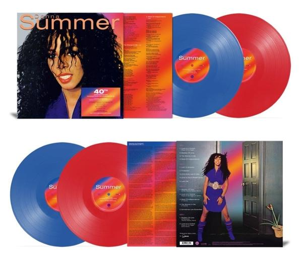 Zwei Schallplatten, Albumcover und Innenhülle mit dem Bild von Donna Summer.